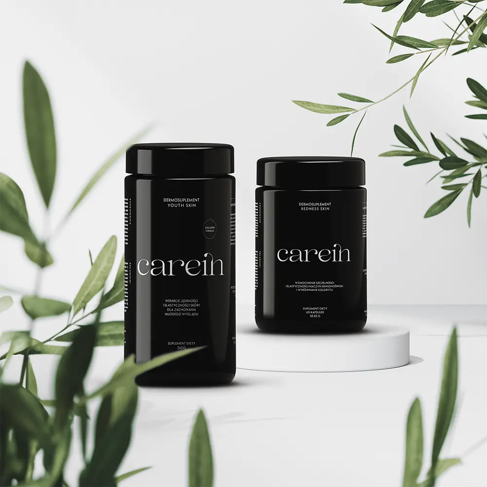 dermosuplementy redness skin i youth skin na pękające naczynka rumień zmarszczki Carein kuracja 30 dni